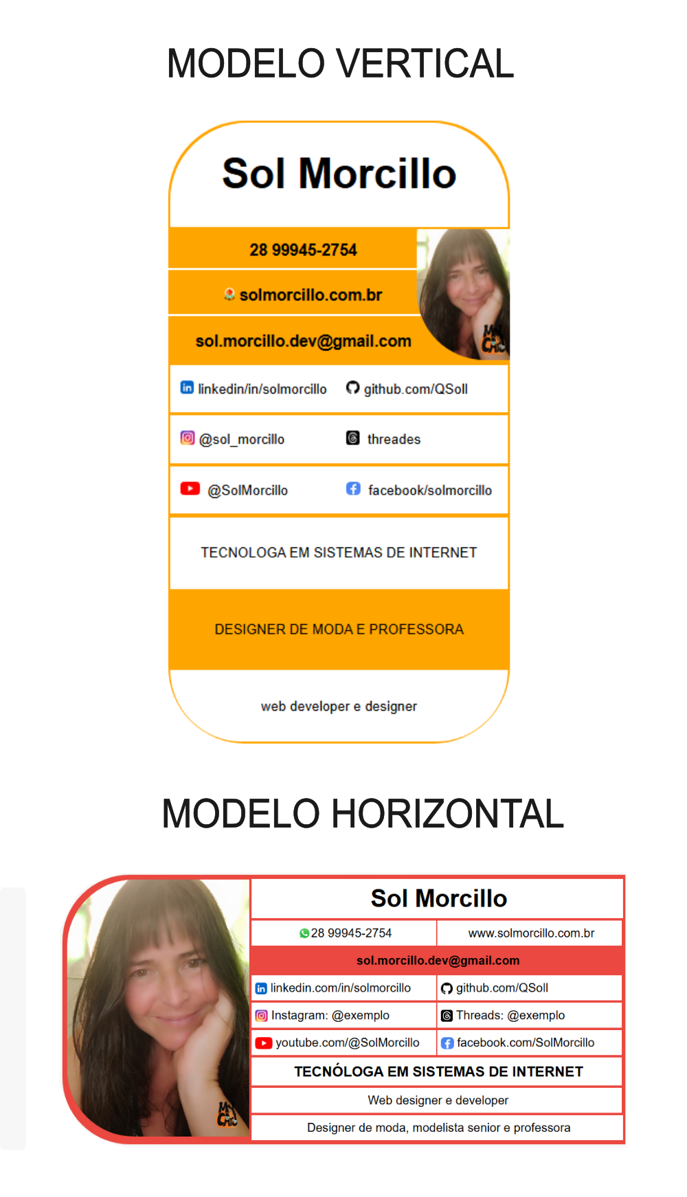 cards vertical e horizontal
